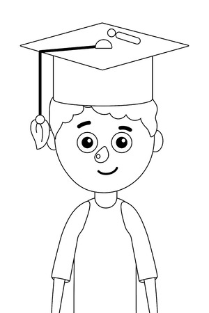 young boy graduation vector ilustrationのイラスト素材
