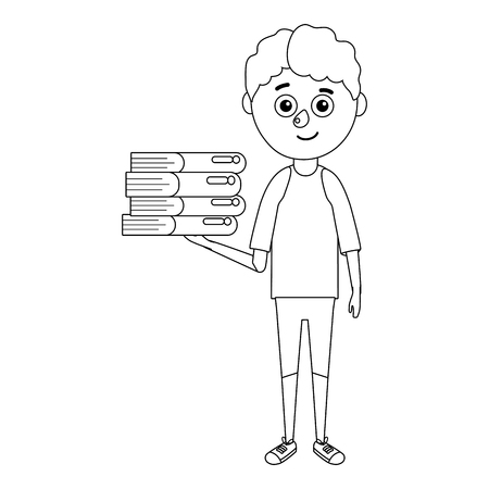 young boy student school books vector ilustrationのイラスト素材