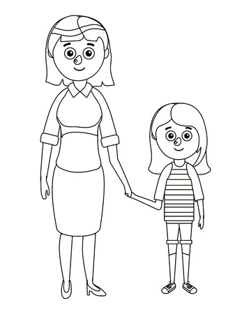 teacher student holding hands vector ilustrationのイラスト素材