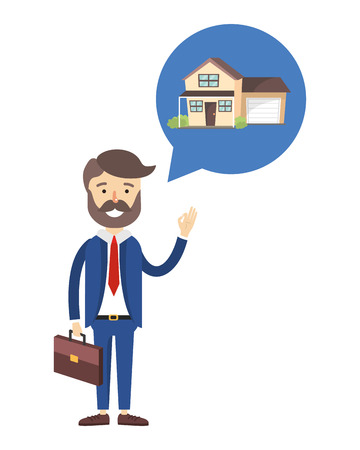 real state agent cartoon vector illustration graphic designのイラスト素材