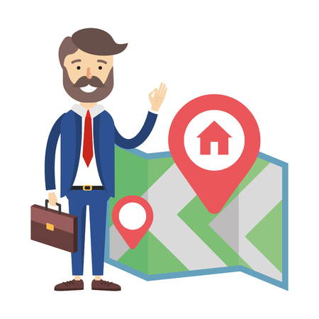 real state agent cartoon vector illustration graphic designのイラスト素材
