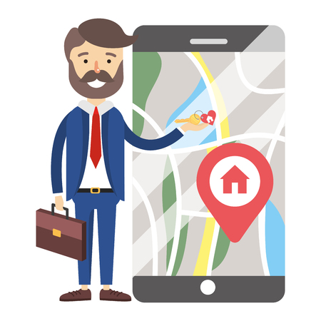 real state agent cartoon vector illustration graphic designのイラスト素材