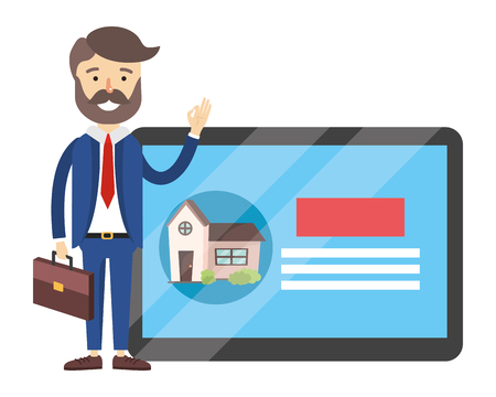 real state agent cartoon vector illustration graphic designのイラスト素材