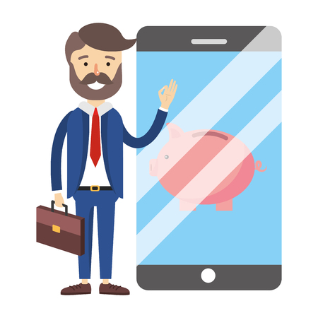 real state agent cartoon vector illustration graphic designのイラスト素材