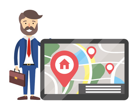 real state agent cartoon vector illustration graphic designのイラスト素材