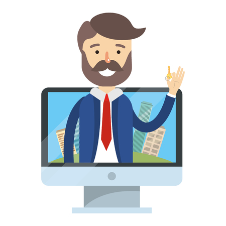 real state agent cartoon vector illustration graphic designのイラスト素材