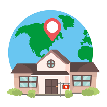 real state cartoon vector illustration graphic designのイラスト素材