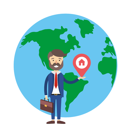 real state agent cartoon vector illustration graphic designのイラスト素材