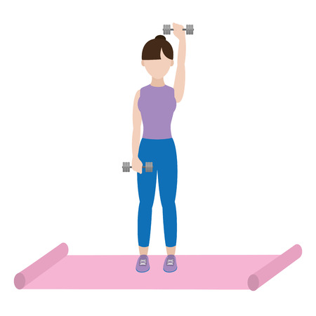 fit woman doing exercise over mat cartoon vector illustration graphic designのイラスト素材