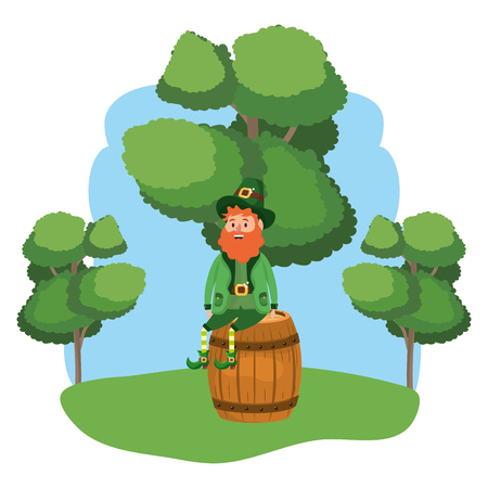 leprechaun with barrel beard park vector illustration graphic designのイラスト素材