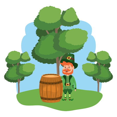 leprechaun with barrel beard park vector illustration graphic designのイラスト素材
