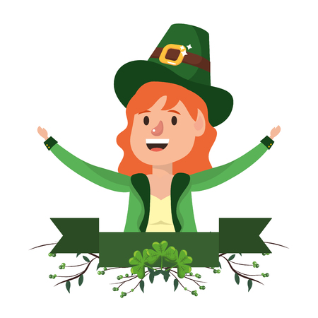 leprechaun with ribbon female vector illustration graphic designのイラスト素材