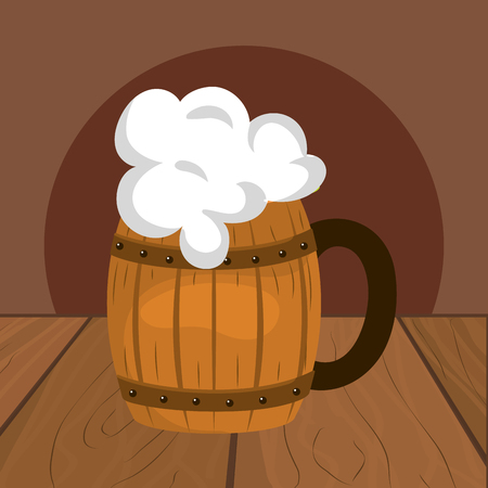 beer in a barrel wooded background vector illustration graphic designのイラスト素材