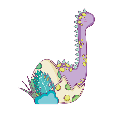 cute apatosaurus with eggs vector illustration designのイラスト素材