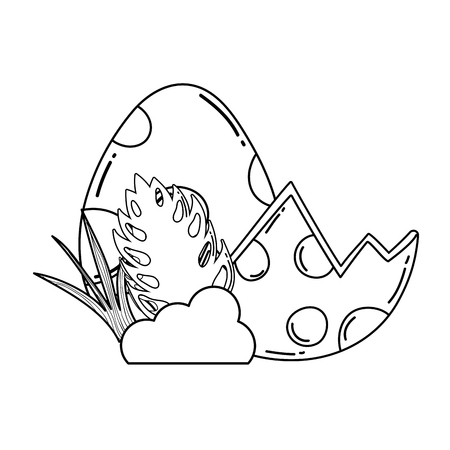 dinosaur eggs with bush scene vector illustration designのイラスト素材