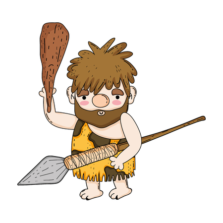 caveman with bludgeon character vector illustration designのイラスト素材