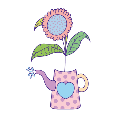 cute gardening sprinkler with flower vector illustration designのイラスト素材