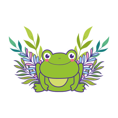 cute toad with flowers garden character vector illustration designのイラスト素材