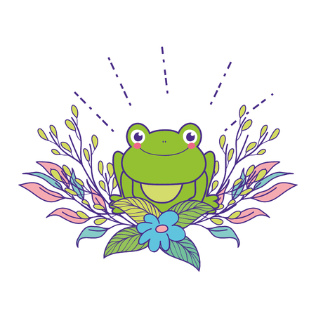 cute toad with flowers garden character vector illustration designのイラスト素材