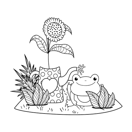 cute toad in the landscape character vector illustration designのイラスト素材