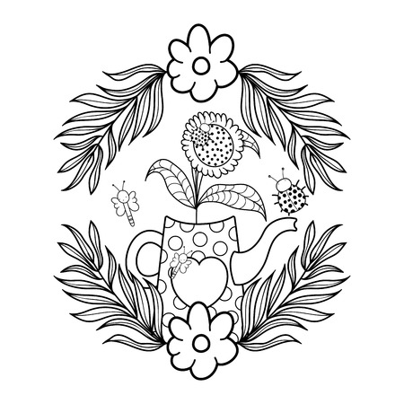 cute gardening sprinkler with flowers garden vector illustration designのイラスト素材