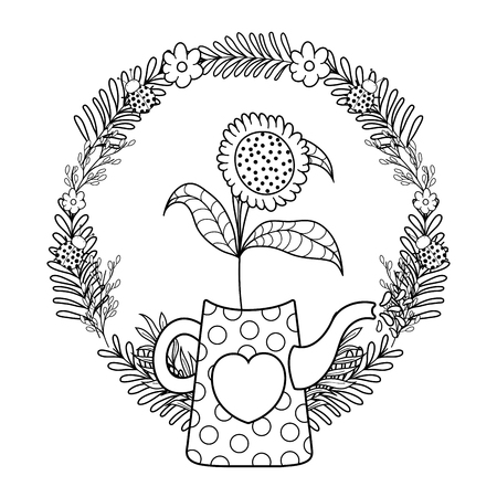 cute gardening sprinkler with flowers garden vector illustration designのイラスト素材