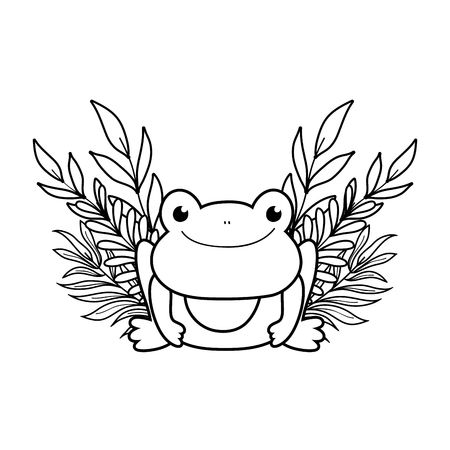 cute toad with leafs character vector illustration designのイラスト素材