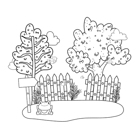 cute toad in the landscape character vector illustration designのイラスト素材