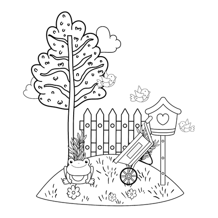 cute toad in the landscape character vector illustration designのイラスト素材