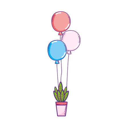 party balloons helium with houseplant vector illustration designのイラスト素材