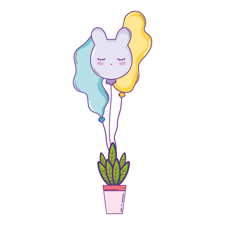 party balloons helium with houseplant vector illustration designのイラスト素材