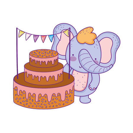 elephant with sweet cake vector illustration designのイラスト素材