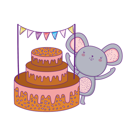 cute and little mouse with sweet cake vector illustration designのイラスト素材