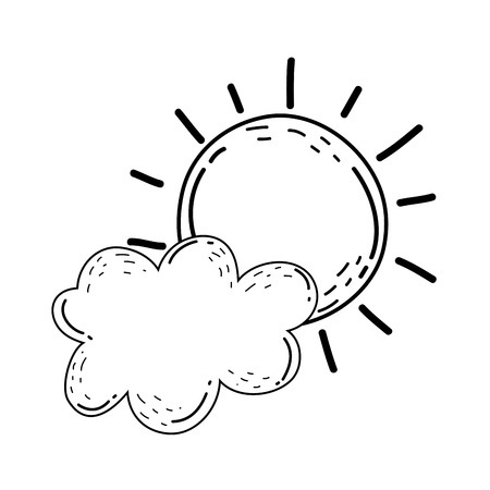 cute fairytale cloud with sun vector illustration designのイラスト素材