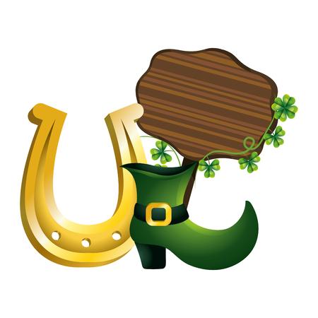 leprechaun gold horseshoe road sign vector illustrationのイラスト素材