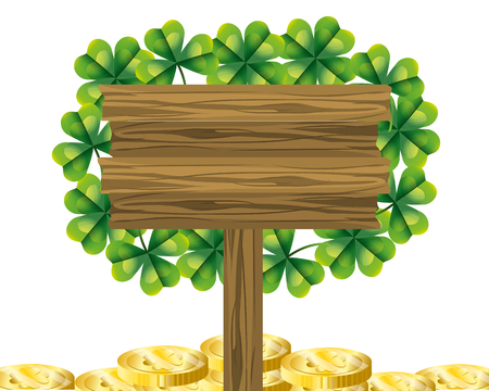 leprechaun gold coin clover sign vector illustrationのイラスト素材