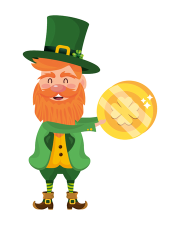 leprechaun beard hat coin gold vector illustrationのイラスト素材
