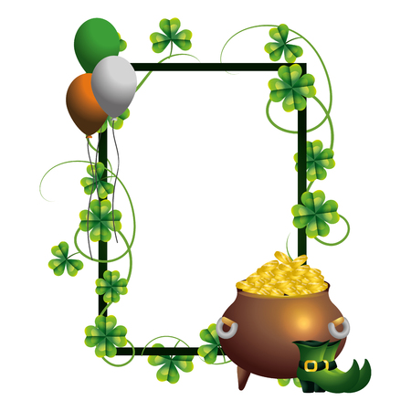 frame globes gold pot clover vector illustrationのイラスト素材