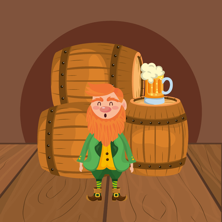 leprechaun beer barrel stock vector illustrationのイラスト素材