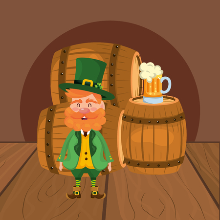 leprechaun beer barrel stock vector illustrationのイラスト素材