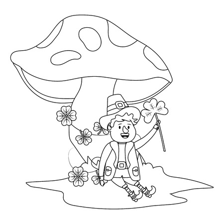 st patricks day leprechaun with mushroom cartoon vector illustration graphic designのイラスト素材