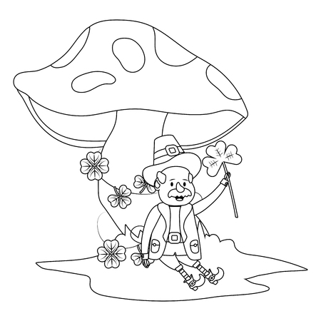 st patricks day leprechaun with mushroom cartoon vector illustration graphic designのイラスト素材