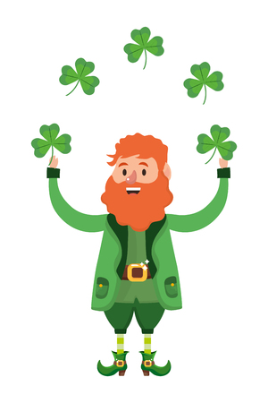 dwarf man juggle clovers vector illustrationのイラスト素材