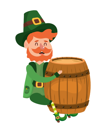leprechaun dwarf man beer barrel vector illustrationのイラスト素材
