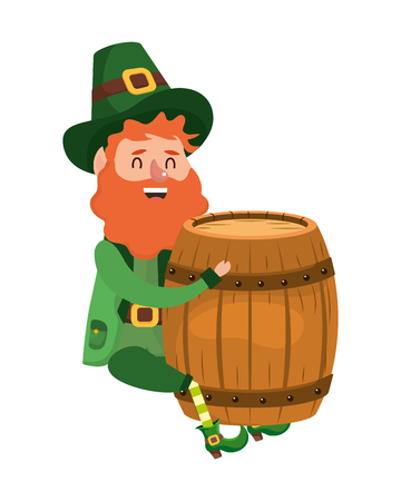 leprechaun dwarf man beer barrel vector illustrationのイラスト素材