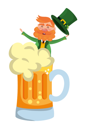 leprechaun dwarf man beer glass vector illustrationのイラスト素材