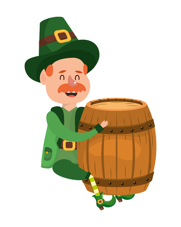 leprechaun dwarf man beer barrel vector illustrationのイラスト素材