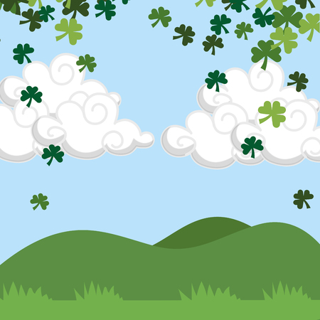 rain four leaf clover outdoors vector illustrationのイラスト素材