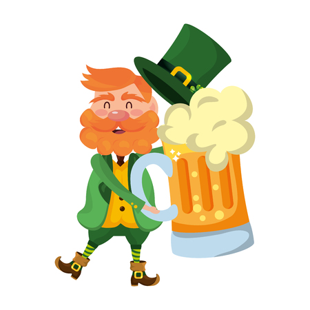 leprechaun dwarf man beer glass vector illustrationのイラスト素材