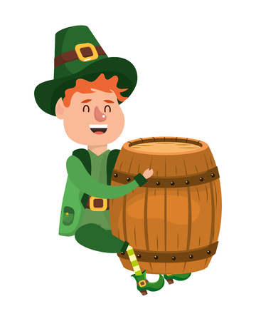 leprechaun dwarf man beer barrel vector illustrationのイラスト素材